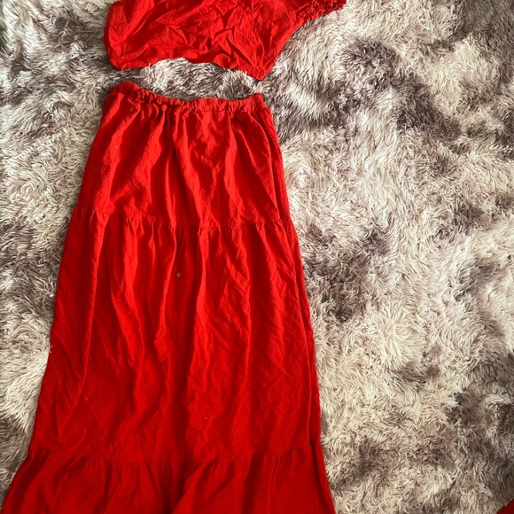 Red skirt and off shoulder top - Picture 3 of 6